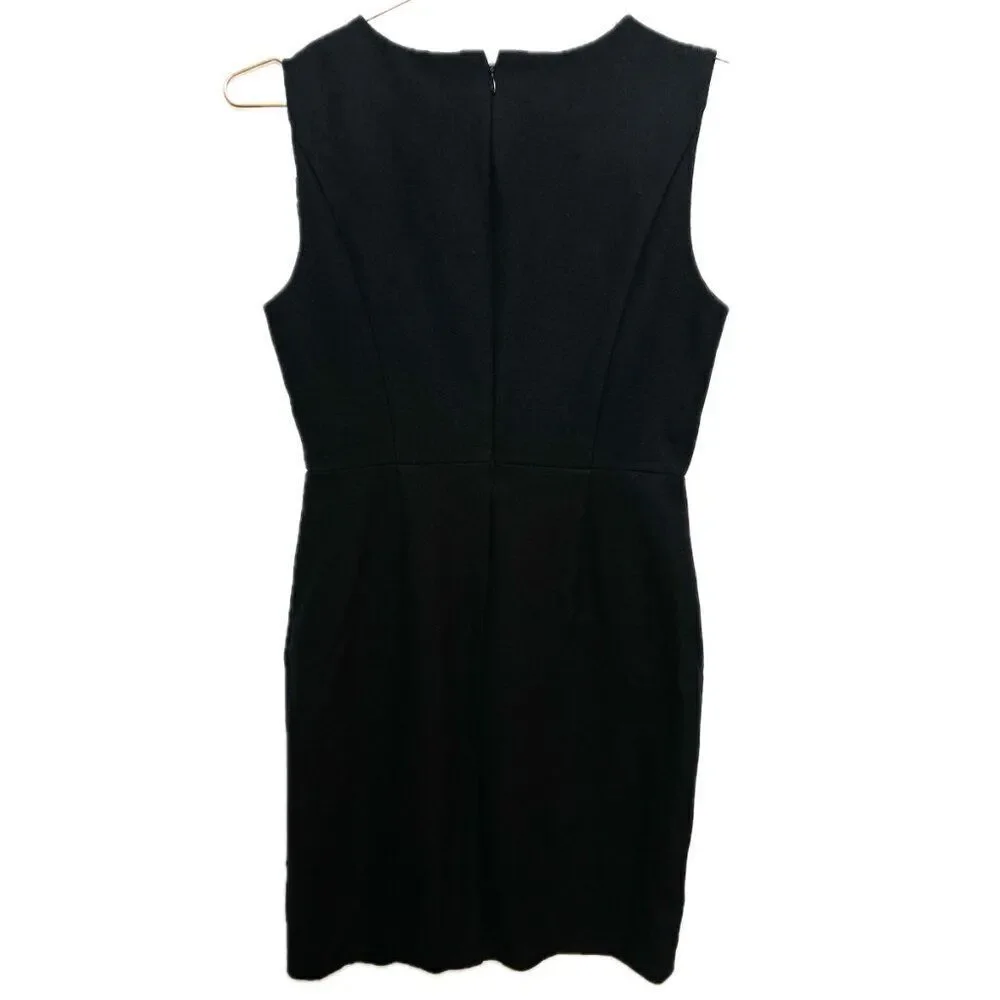 J. Crew Black Gray Chevron Sleeveless Shift Business Wool Blend Dress E1556
